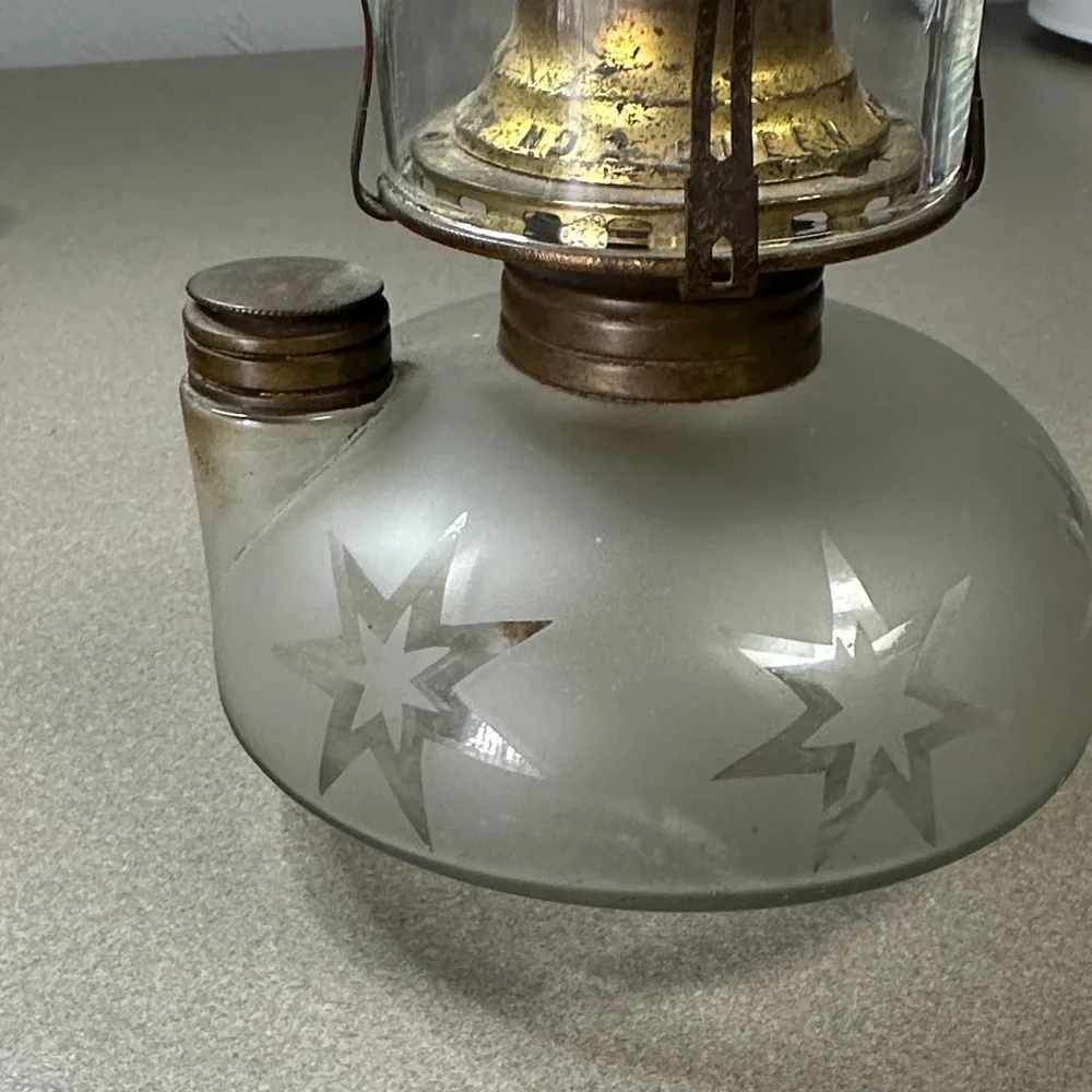 Vintage Glass Lantern with Gold Accents